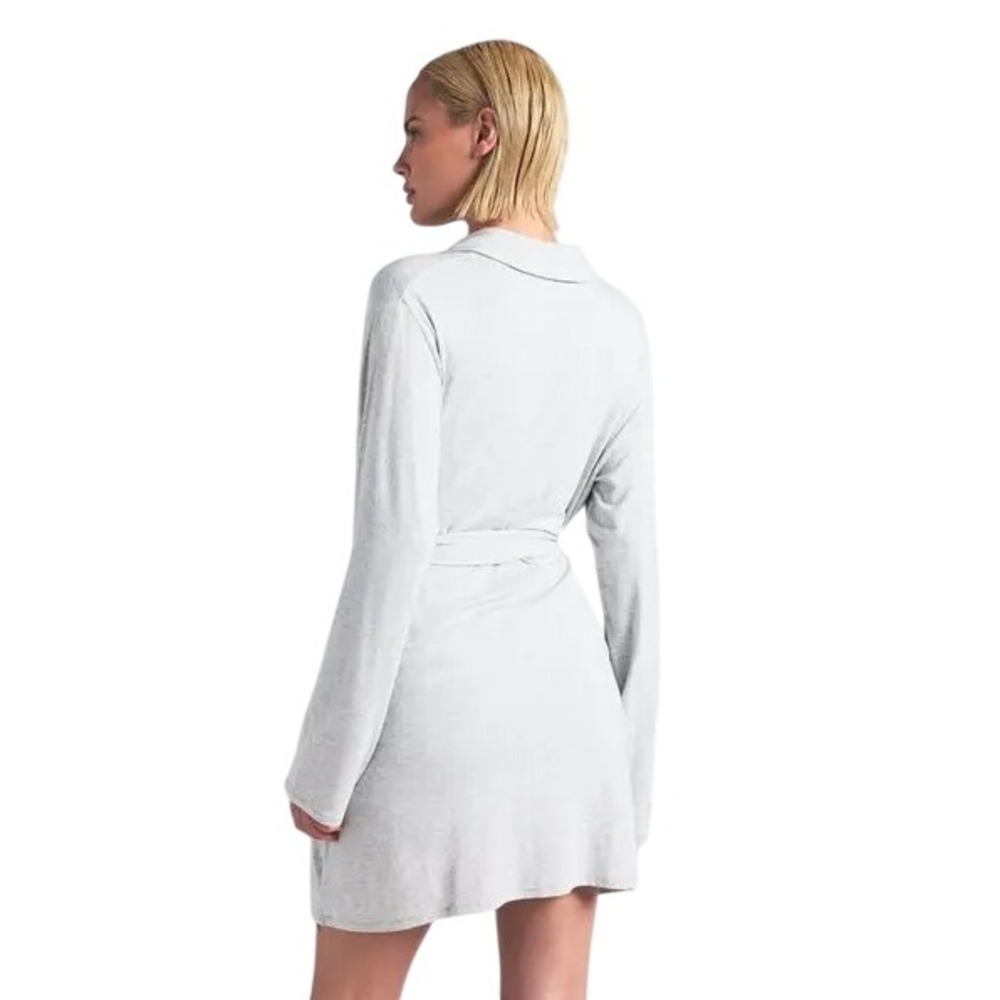 Skims Sleep Short Robe Light Heather Grey RB-ROBE-5869W Plus Size 4X Loungewear - Picture 5 of 5